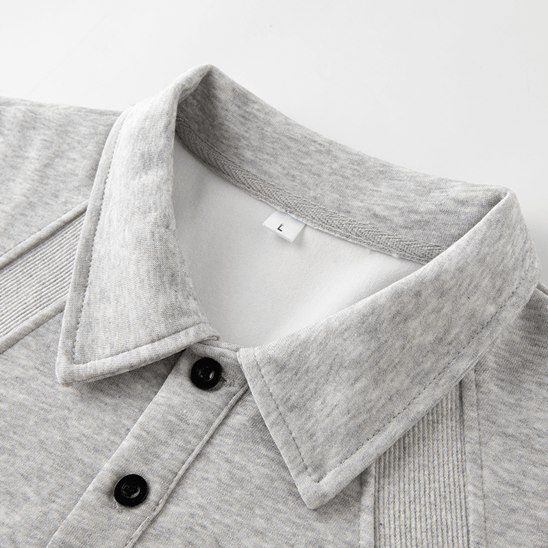 l-8xl 빅 사이즈 무거운 후드티 남자 아메리칸 POLO 칼라 재킷 가을 청소년 기본 셔츠 맨위 이미지 5