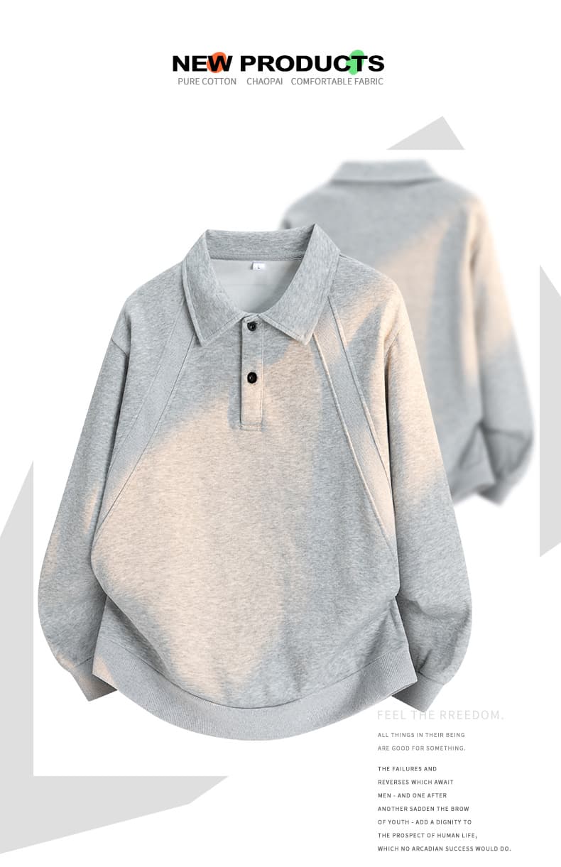l-8xl 빅 사이즈 무거운 후드티 남자 아메리칸 POLO 칼라 재킷 가을 청소년 기본 셔츠 맨위 상세 이미지 1