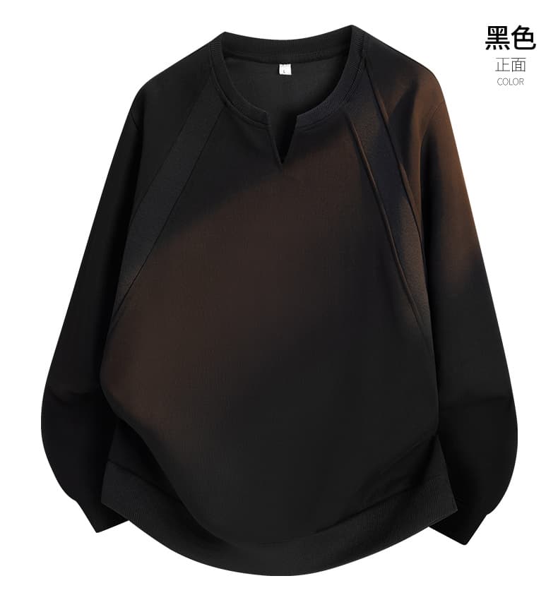 2026 봄 가을 새로운 l-8xl 빅 사이즈 캐주얼 무거운 후드티 V넥 남자 재킷 청소년 기본 셔츠 맨위 상세 이미지 14