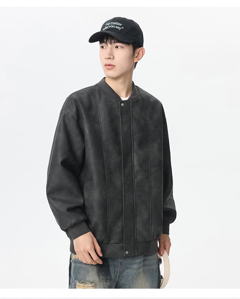 pu 가죽 재킷 트렌드 레트로 재킷 남녀 같은 단락 오토바이 서비스 커플 섹션 재킷 상세 이미지 23