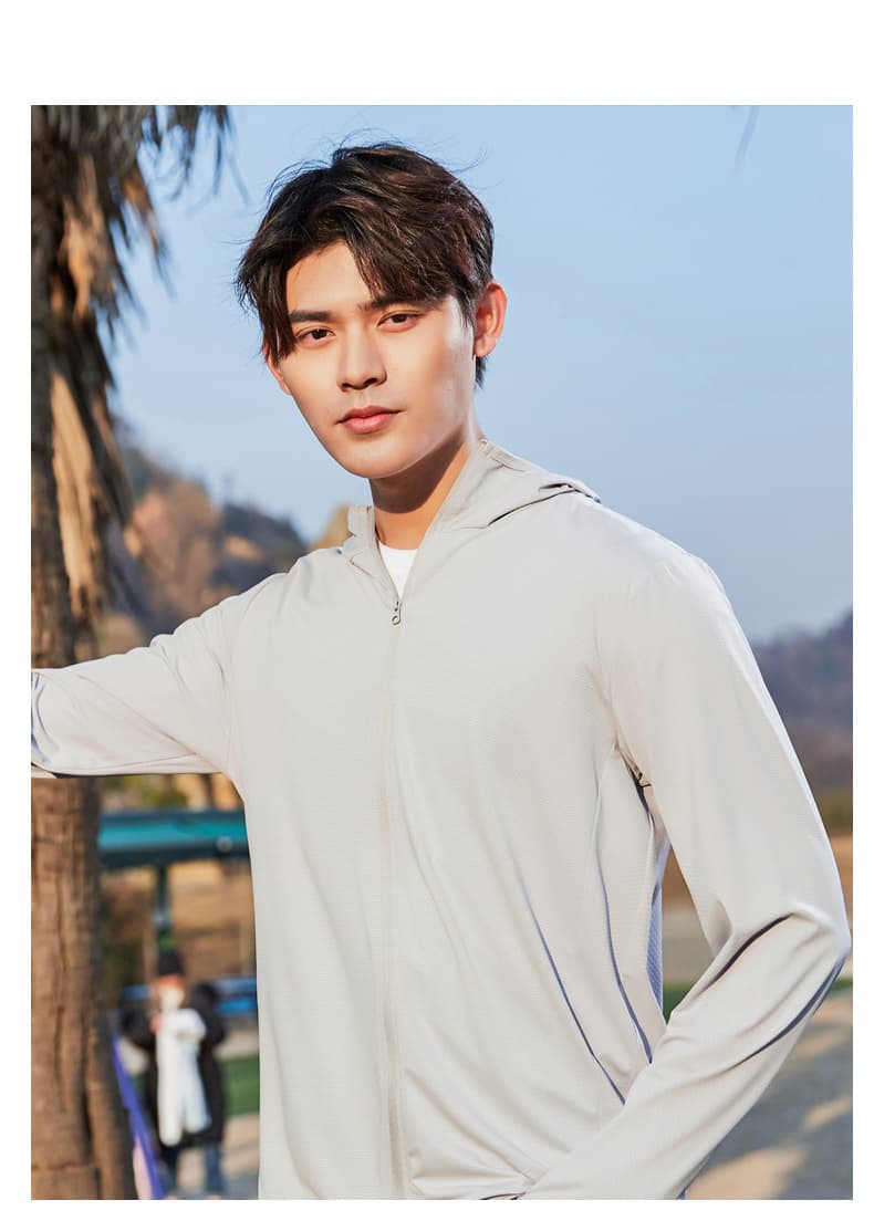여름 커플 피부 의류 단색 잘 생긴 청년 중년 야외 통기성 후드 자외선 차단 의류 남녀 재킷 상세 이미지 35