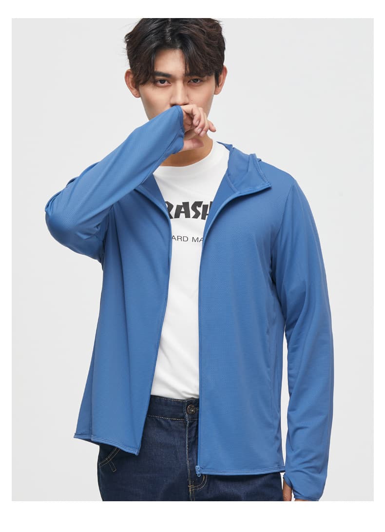 여름 커플 피부 의류 단색 잘 생긴 청년 중년 야외 통기성 후드 자외선 차단 의류 남녀 재킷 상세 이미지 49