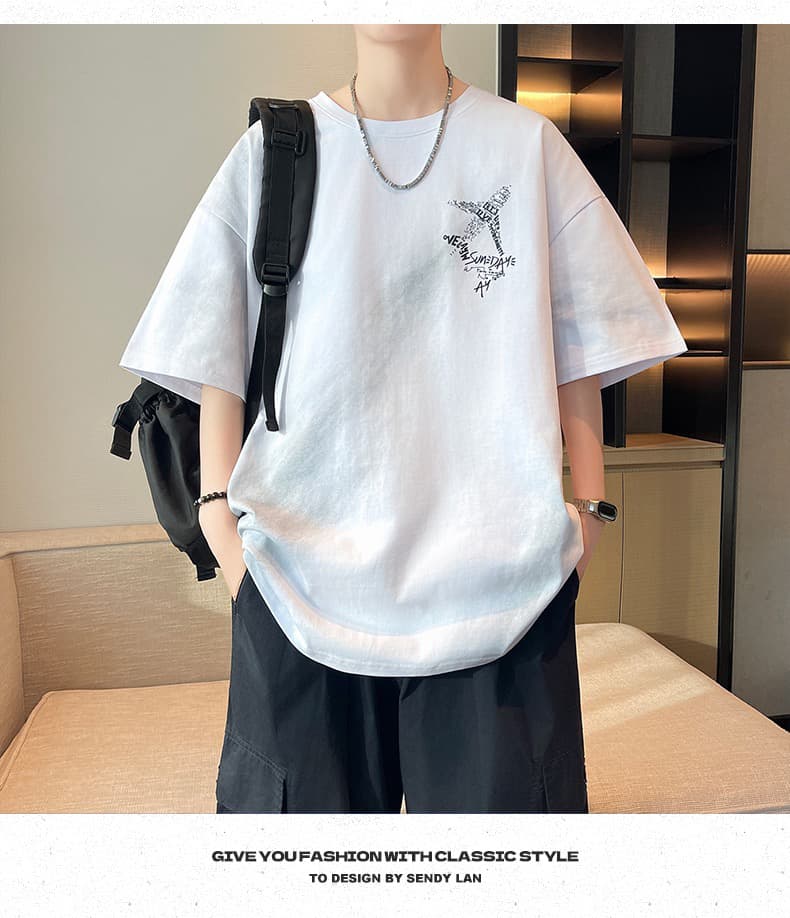 트렌드 반팔 티셔츠 남자 여름 이른 계절 고등학생 다용도 반소매 청소년 캐주얼 루즈핏 5 점 소매 맨위 트렌디 상세 이미지 16