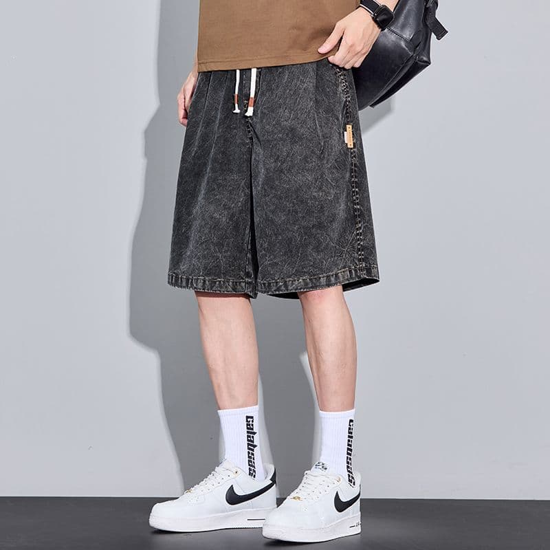 여름 남성 별이 빛나는 하늘 곡물 라이 경기 서울 튀김 눈꽃 오부 바지 루즈핏 차가운 센스 캐주얼 반바지 주간 실크 운동 바지 이미지 2