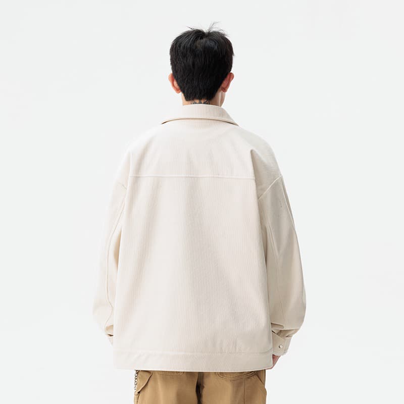 2026 가을 수천 마리 특출 한 남성 세트 코듀로이 폴로 칼라 재킷 증가 비료 추가 m-8xl 트렌드 재킷 맨위 이미지 4