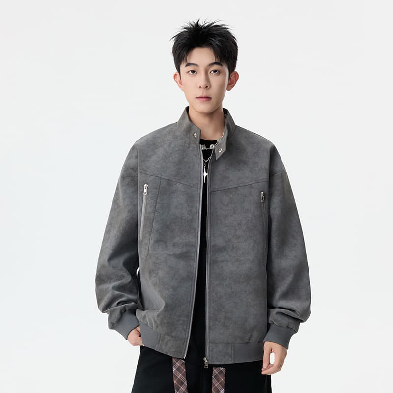 2026 가을 겨울 털이 있고 두꺼운 보온 솜을 넣은 의류 남성 조수 브랜드 PU 가죽 외투 빅 사이즈 야구 유니폼 오토바이 서비스 이미지 2