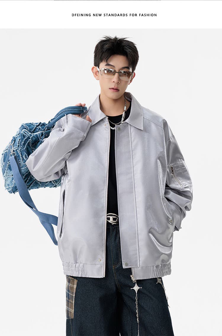 m-8xl 증가 비료 추가 플라잉 재킷 남성 아메리칸 폴로 칼라 캐주얼 재킷 패션 다용도 오토바이 바람 재킷 상세 이미지 15