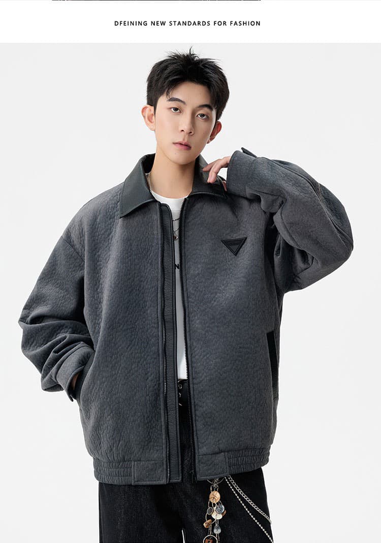 2026 가을 겨울 새로운 빅 사이즈 패치워크 재킷 남성 아메리칸 레트로 캐주얼 재킷 디자인 센스 오토바이 재킷 남자 상세 이미지 18