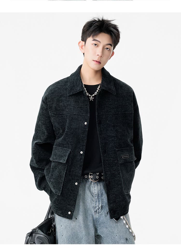 아메리칸 레트로 폴로 칼라 재킷 재킷 남성 2026 가을 겨울 패션 다용도 빅 사이즈 맨위 비료 추가 캐주얼 재킷 상세 이미지 16