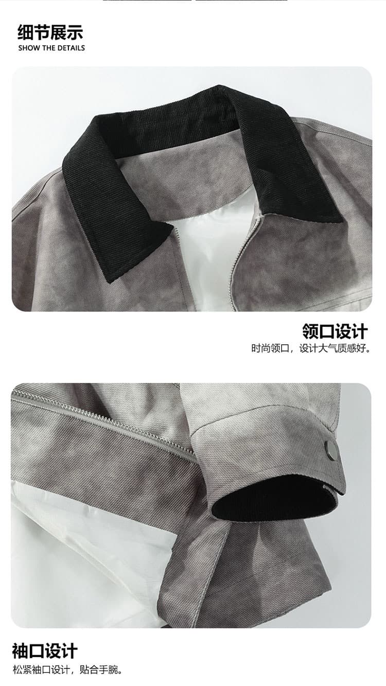 폴로 칼라 재킷 재킷 남성 2026 봄 가을 새로운 패션 홀치기 염색 캐주얼 재킷 아메리칸 레트로 워크웨어 재킷 상세 이미지 19