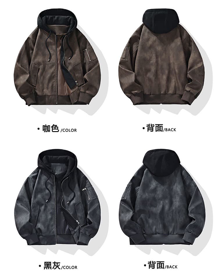 m-8xl 증가 페이크 레이어드 워싱 가죽 자켓 남자 봄 가을 커플 pu 가죽 재킷 후드 재킷 악당 잘 생긴 오토바이 서비스 상세 이미지 9