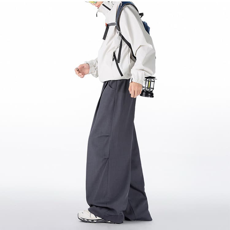 2026 봄 가을 cleanfit 캐주얼 긴 바지 남성 루즈핏 다용도 넓은 다리 워크웨어 팬츠 아메리칸 주름 장식 모통이 칼 바지 상세 이미지 17