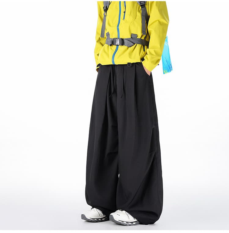 2026 봄 가을 cleanfit 캐주얼 긴 바지 남성 루즈핏 다용도 넓은 다리 워크웨어 팬츠 아메리칸 주름 장식 모통이 칼 바지 상세 이미지 19