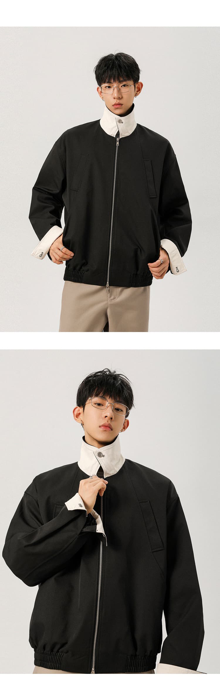 2026 가을 기타 주머니 폴로 칼라 재킷 남성 높음 거리 패치워크 색상 캐주얼 재킷 조수 브랜드 아메리칸 재킷 맨위 상세 이미지 2