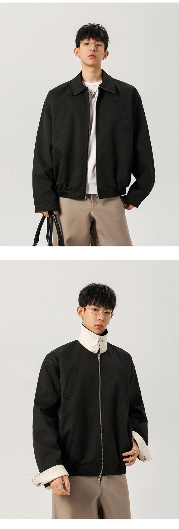 2026 가을 기타 주머니 폴로 칼라 재킷 남성 높음 거리 패치워크 색상 캐주얼 재킷 조수 브랜드 아메리칸 재킷 맨위 상세 이미지 3