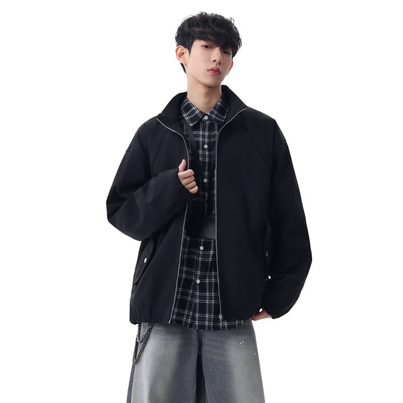 봄 가을 새로운 남성 재킷 높음 거리 트렌드 커플 섹션 재킷 재킷 패션 아메리칸 루즈핏 캐주얼 맨위 이미지 3