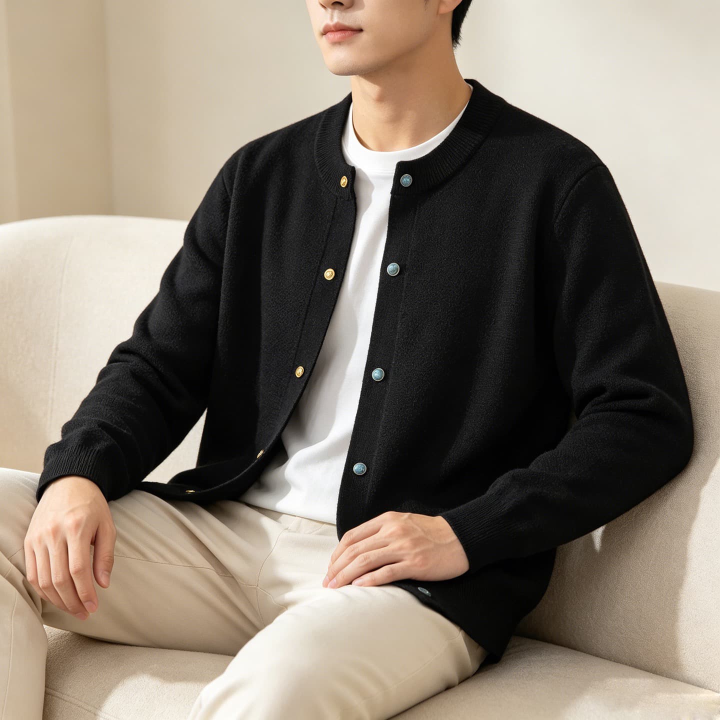 루즈핏 오래된 돈 바람 스웨터 오픈 가디건 남성 느긋한 캐주얼 출퇴근 니트 스웨터 재킷 2026 봄 가을 남성 의류 맨위 이미지 2