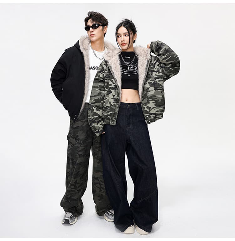 2026 가을 겨울 새로운 두꺼운 보온 면 옷 재킷 남녀 모피 칼라 후드 면 의류 재킷 커플 아메리칸 재킷 상세 이미지 12