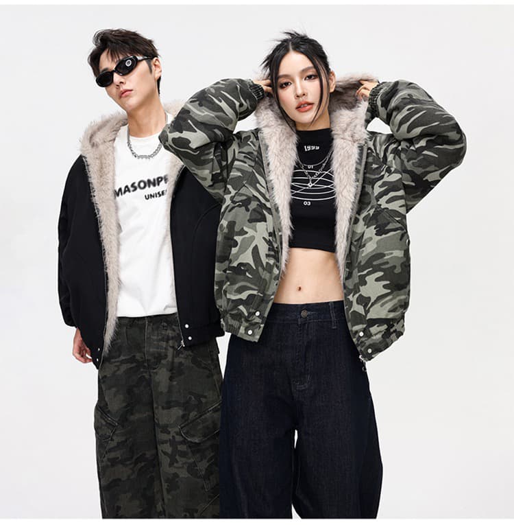 2026 가을 겨울 새로운 두꺼운 보온 면 옷 재킷 남녀 모피 칼라 후드 면 의류 재킷 커플 아메리칸 재킷 상세 이미지 13