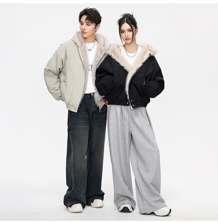 2026 가을 겨울 새로운 두꺼운 보온 면 옷 재킷 남녀 모피 칼라 후드 면 의류 재킷 커플 아메리칸 재킷 상세 이미지 14