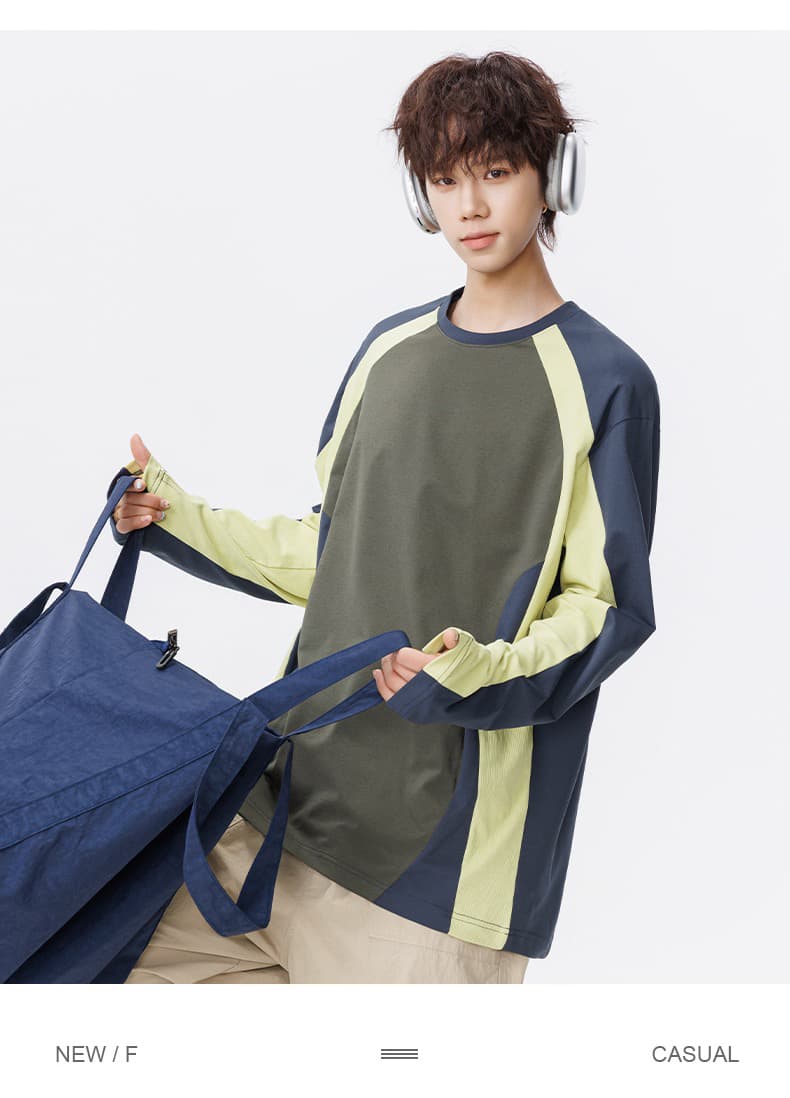 2026 봄 가을 5a 항균 긴팔 티셔츠 라운드 넥 후드티 남성 패치워크 색상 기본 셔츠 야외 스포츠 풀오버 맨위 상세 이미지 22