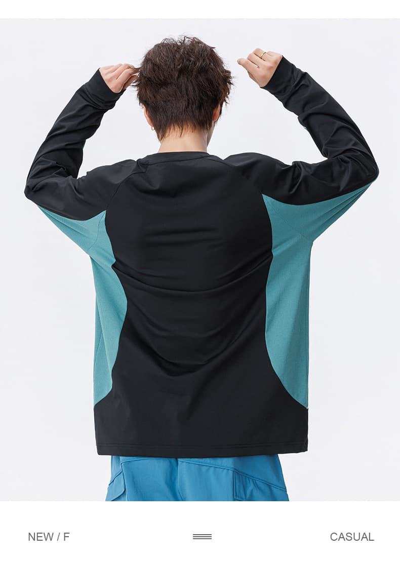패션 남성 라운드 넥 긴팔 티셔츠 청소년 캐주얼 운동 라운드 넥 후드티 야외 속도 건조한 기본 셔츠 남자 상세 이미지 16