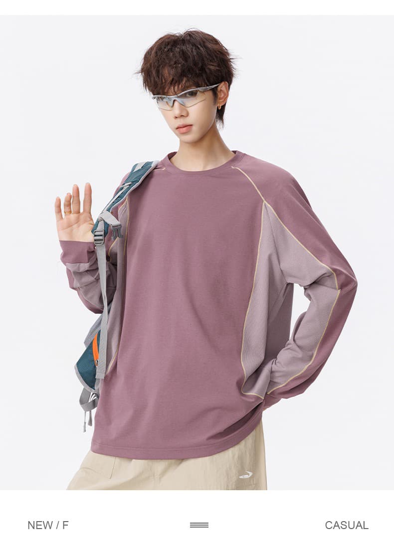 패션 남성 라운드 넥 긴팔 티셔츠 청소년 캐주얼 운동 라운드 넥 후드티 야외 속도 건조한 기본 셔츠 남자 상세 이미지 22