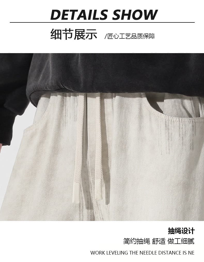 2026 가을 겨울 남성 워싱 데님 모통이 칼 바지 조수 브랜드 아메리칸 레트로 청바지 청년 스트레이트 넓은 다리 길이 바지 상세 이미지 23