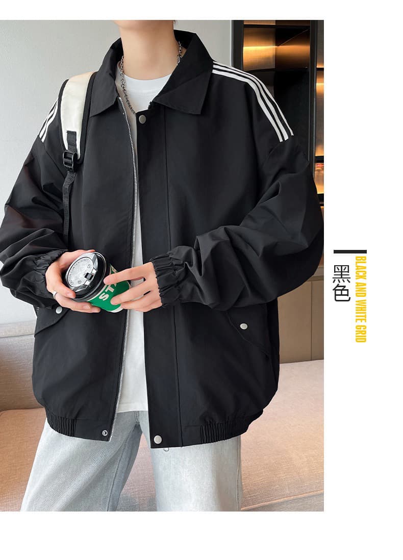 2026 봄 가을 폴로 칼라 재킷 남성 루즈핏 3개 바 캐주얼 재킷 조수 브랜드 아메리칸 워크웨어 맨위 재킷 상세 이미지 14