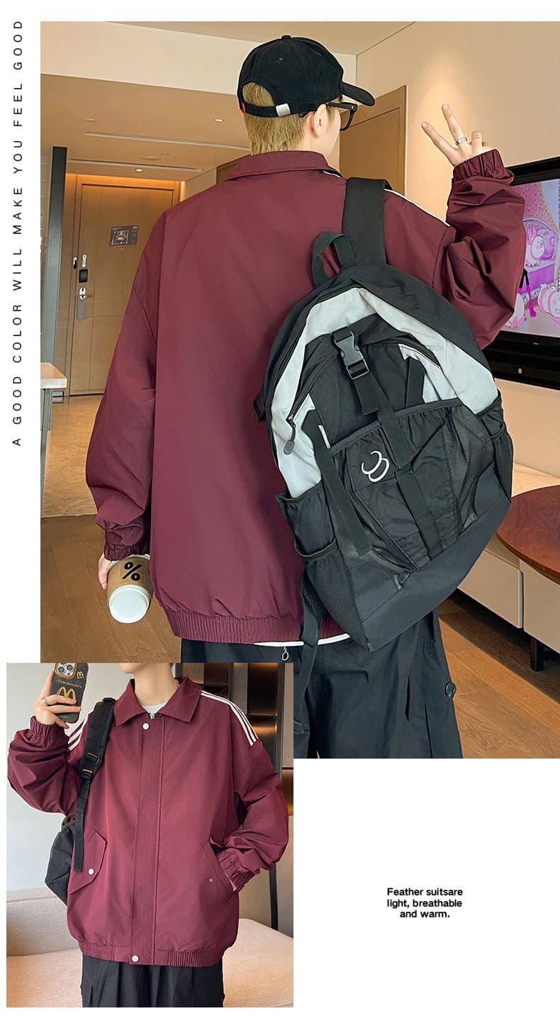 2026 봄 가을 폴로 칼라 재킷 남성 루즈핏 3개 바 캐주얼 재킷 조수 브랜드 아메리칸 워크웨어 맨위 재킷 상세 이미지 20