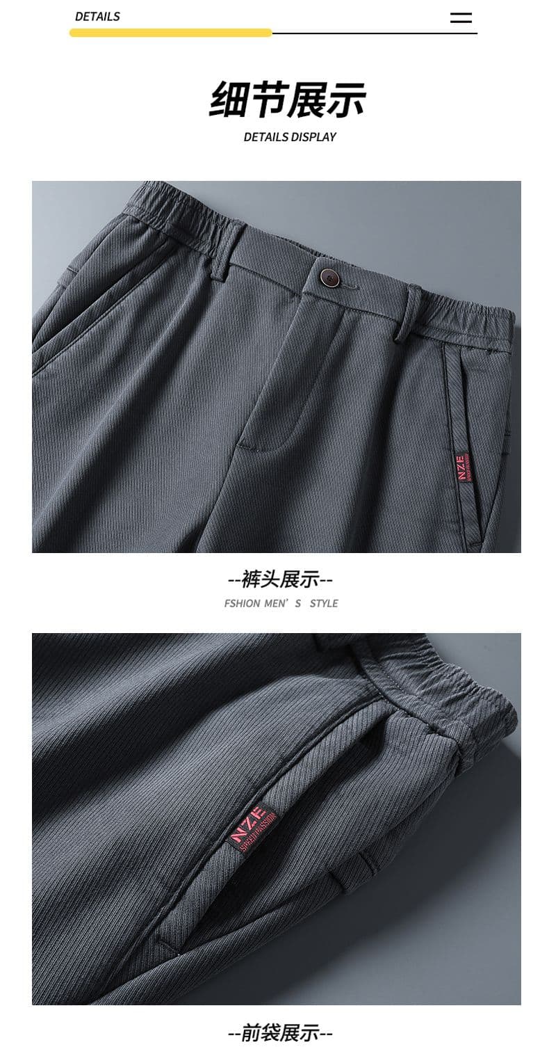 새로운 남성 봄 가을 캐주얼 바지 루즈핏 스트레이트 다용도 주간 실크 면 소재 아메리칸 조수 브랜드 넓은 다리 운동 남자 바지 상세 이미지 16