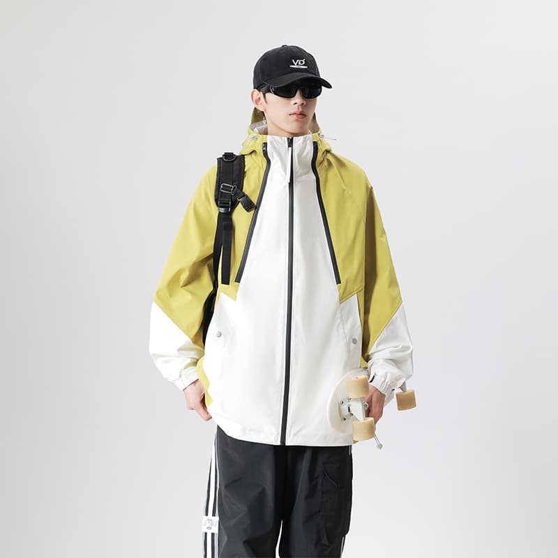 남녀 야외 자켓 등산복 커플 방풍 국방 튀는 물 후드 재킷 패션 패치워크 색상 내마모 재킷