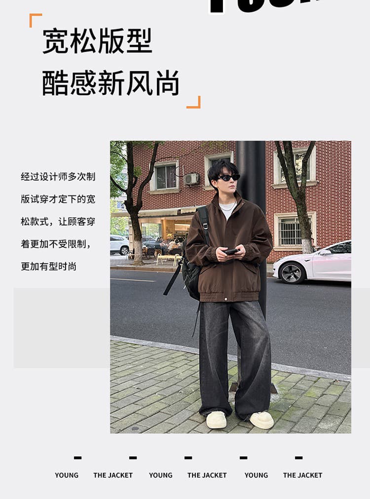 2026 가을 다용도 스탠드 칼라 워크웨어 재킷 아메리칸 루즈핏 조수 브랜드 캐주얼 재킷 청년 반하이넥 맨위 상세 이미지 2