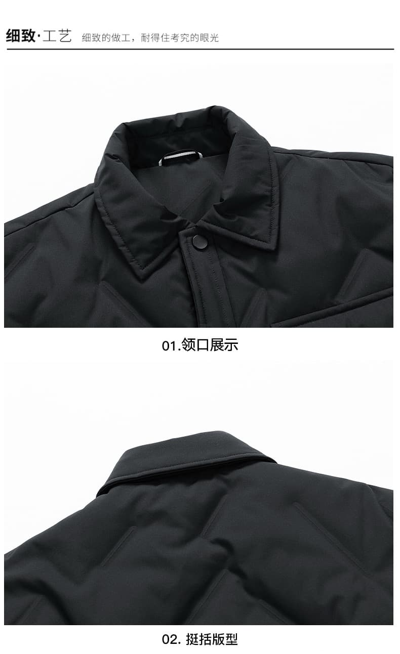 남성 다운 재킷 2026 가을 겨울 폴로 칼라 패션 보온 캐주얼 재킷 중노년 아빠 로드 중 재킷 맨위 상세 이미지 28