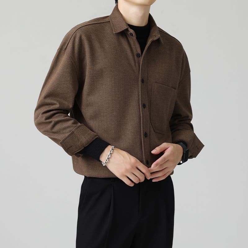 가을 겨울 새로운 두꺼운 셔츠 남자 워크웨어 긴팔 조수 브랜드 루즈핏 모직 셔츠 캐주얼 재킷 다용도 맨위 이미지 4