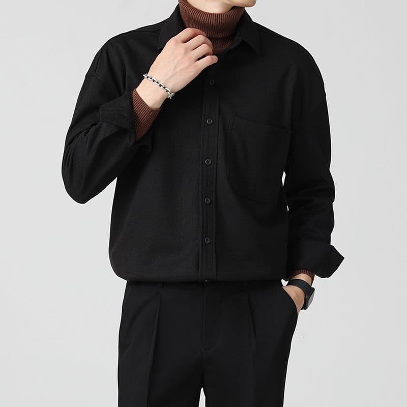 가을 겨울 새로운 두꺼운 셔츠 남자 워크웨어 긴팔 조수 브랜드 루즈핏 모직 셔츠 캐주얼 재킷 다용도 맨위 이미지 5