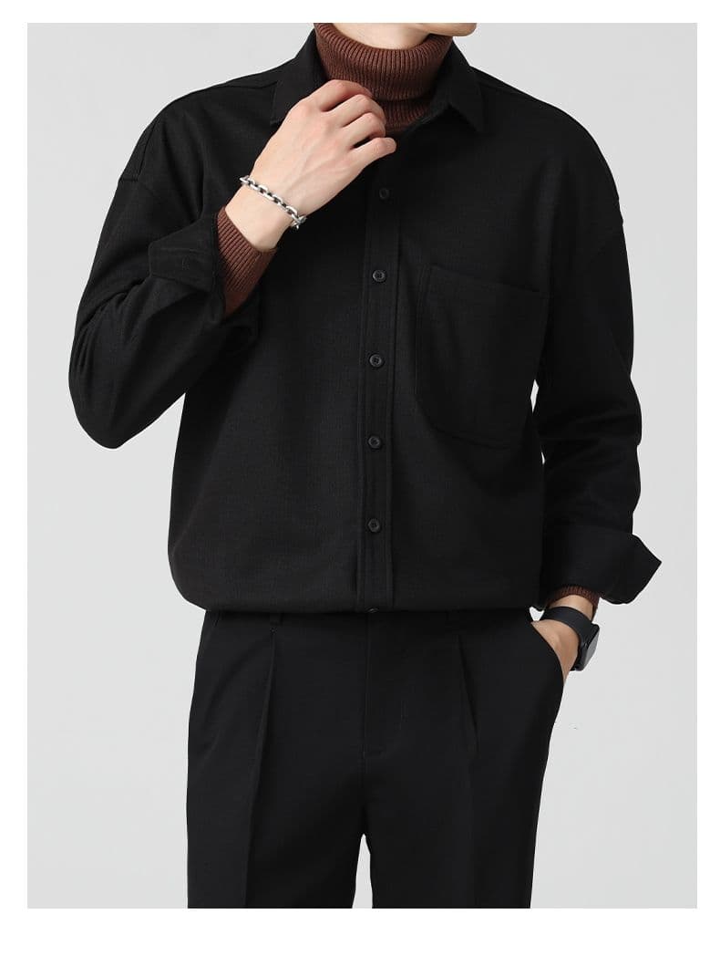 가을 겨울 새로운 두꺼운 셔츠 남자 워크웨어 긴팔 조수 브랜드 루즈핏 모직 셔츠 캐주얼 재킷 다용도 맨위 상세 이미지 7