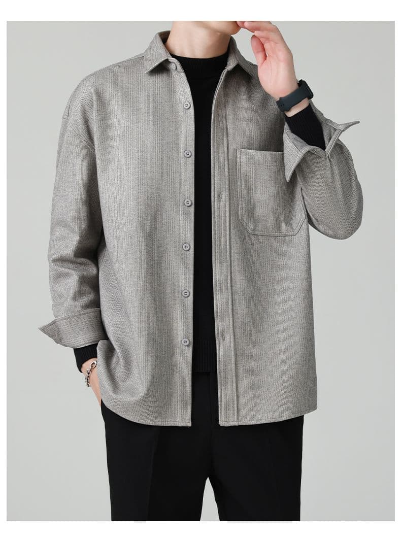 가을 겨울 새로운 두꺼운 셔츠 남자 워크웨어 긴팔 조수 브랜드 루즈핏 모직 셔츠 캐주얼 재킷 다용도 맨위 상세 이미지 14
