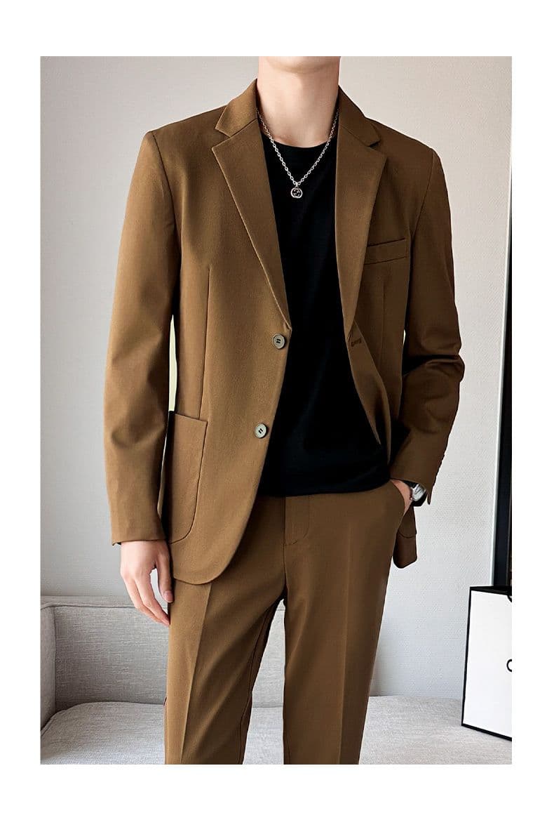 가을 겨울철 트렌디 남성 의류 빛 요리 한 바람 블레이저 고급 센스 가을 센스 캐주얼 정장 남성 루즈핏 한국 스타일 잘 생긴 상세 이미지 19