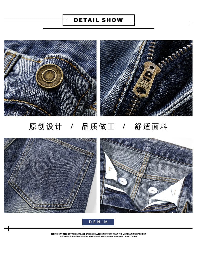 가을 겨울 새로운 남성 캐주얼 아메리칸 조수 브랜드 루즈핏 넓은 다리 캐주얼 바람 다용도 스트레이트 청바지 다용도 긴 바지 상세 이미지 3