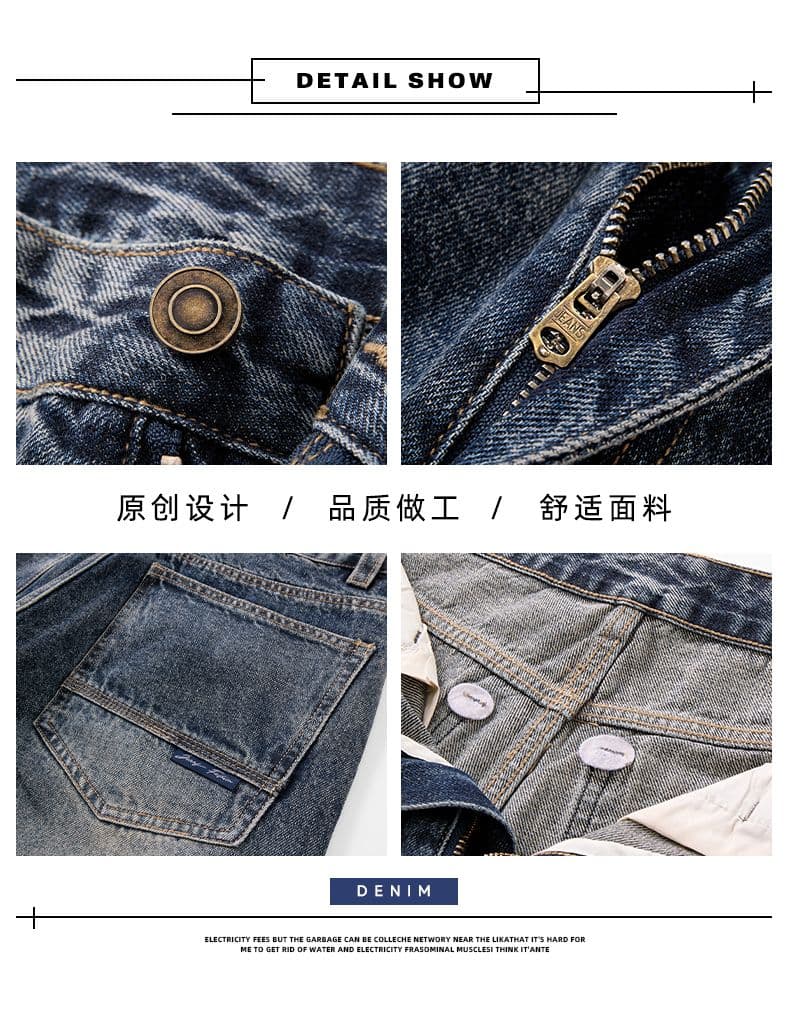 가을 겨울 새로운 남성 캐주얼 아메리칸 조수 브랜드 루즈핏 넓은 다리 캐주얼 바람 다용도 스트레이트 청바지 다용도 긴 바지 상세 이미지 3