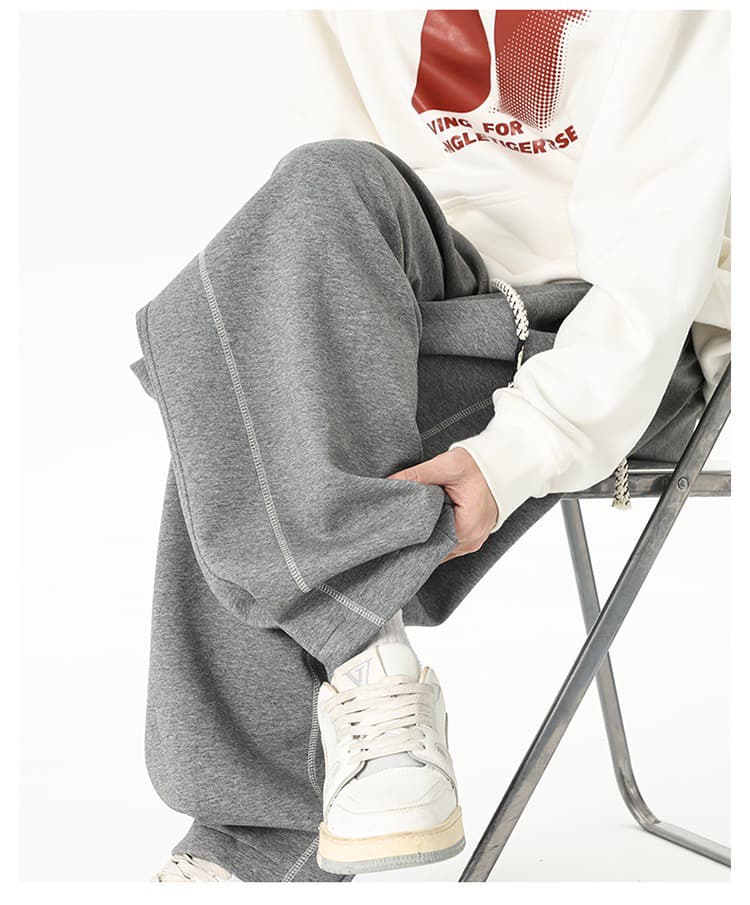 2026 가을 무거운 남성 캐주얼 긴 바지 루즈핏 와이드 레그 팬츠 청년 조수 브랜드 라인 다용도 남성 의류 웨이 바지 상세 이미지 20