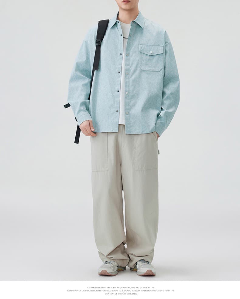 2026 가을 새로운 남성 셔츠 재킷 레트로 데님 셔츠 재킷 청년 폴로 칼라 남성 의류 긴팔 맨위 상세 이미지 12