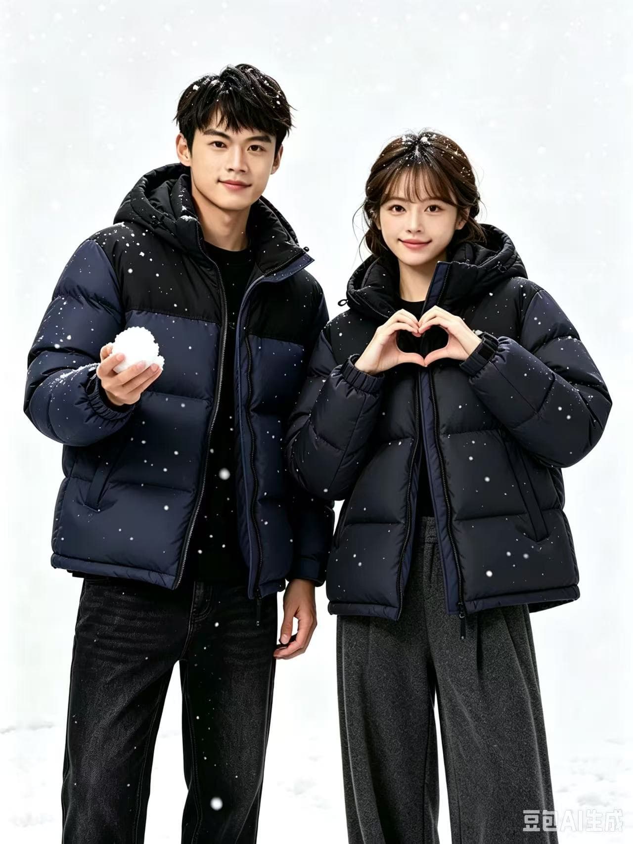폭발 주요 추진력 화이트 덕 다운 겨울 새로운 커플 패션 트렌드 남녀 후드 다운 재킷 방한과 난방 재킷 이미지 2