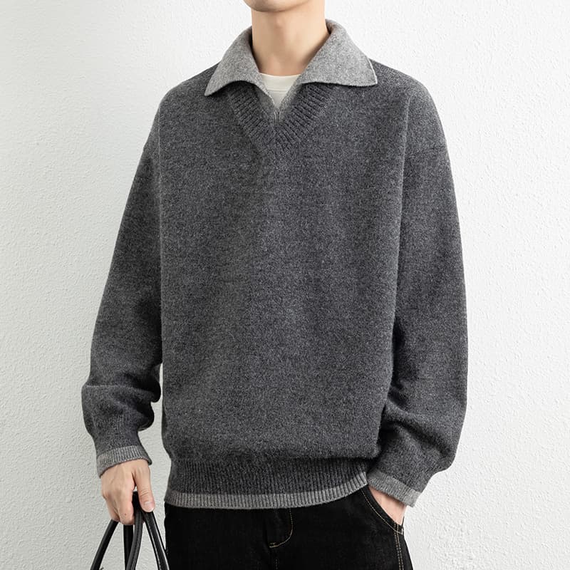 페이크 레이어드 가을 겨울 두꺼운 보온 부드럽다 편안함 통기성 트렌디 에디션 패션 잘 생긴 커플 핀 뜨개질 스웨터 재킷