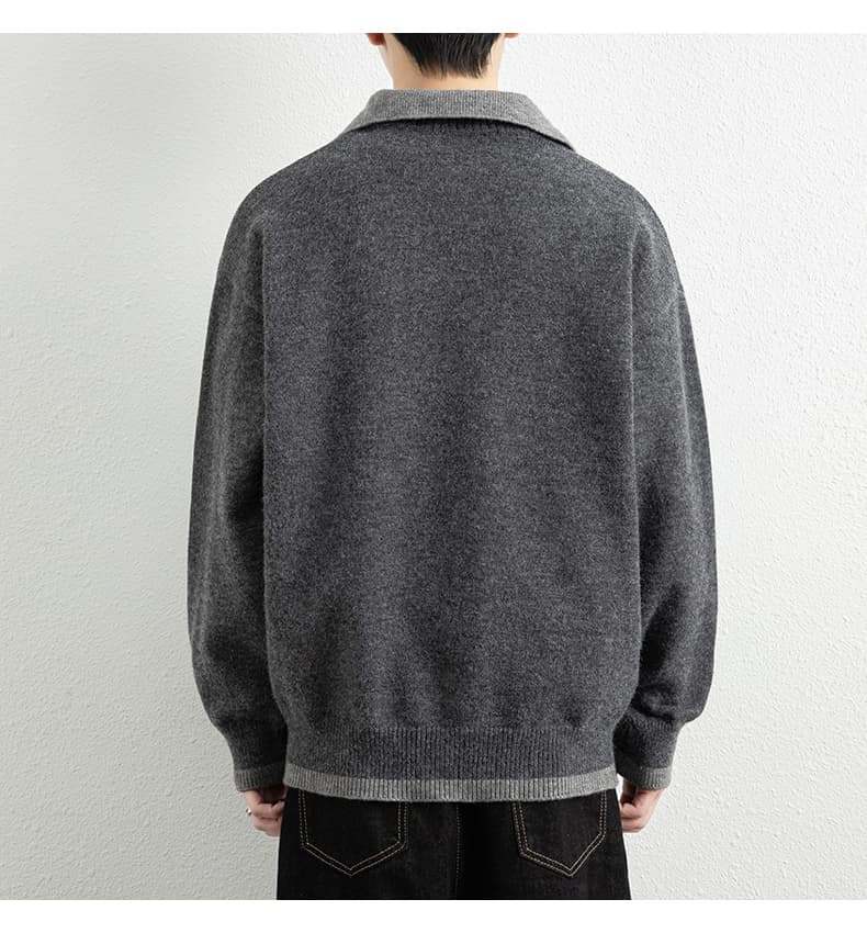 페이크 레이어드 가을 겨울 두꺼운 보온 부드럽다 편안함 통기성 트렌디 에디션 패션 잘 생긴 커플 핀 뜨개질 스웨터 재킷 상세 이미지 6