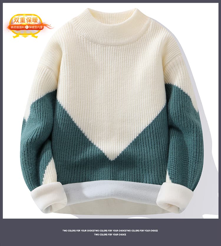 하나 플러시 스웨터 가을 겨울 두꺼운 보온 캐주얼 패션 라운드 넥 루즈핏 질감 부드럽다 편안함 만나는 남성 상세 이미지 12