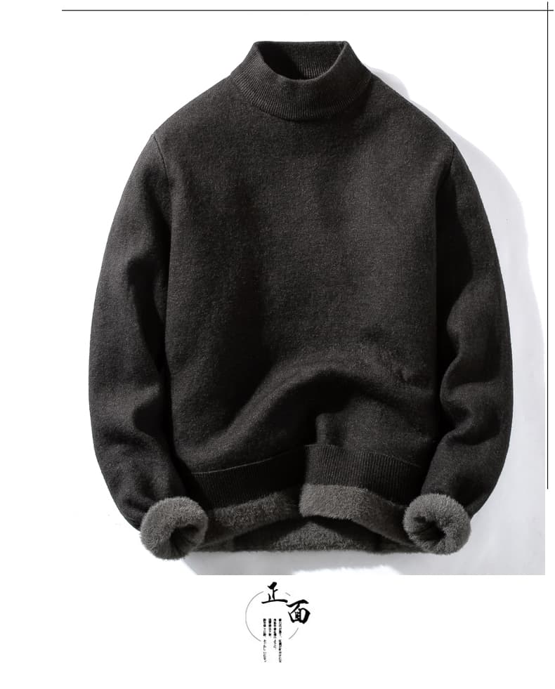 하나 플러시 스웨터 가을 겨울 두꺼운 보온 캐주얼 패션 라운드 넥 루즈핏 질감 부드럽다 편안함 만나는 남성 상세 이미지 12