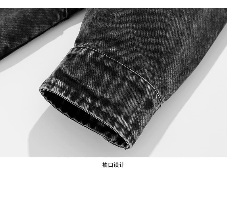 아메리칸 레트로 워싱 면 재킷 남자 트렌드 폴로 칼라 캐주얼 재킷 커플 가을 마 오래된 데님 맨위 여성 상세 이미지 38