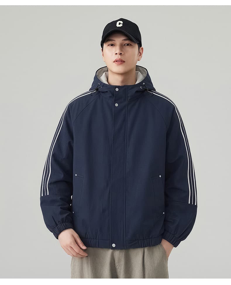 가을 겨울철 후드 재킷 남자 야외 방풍 자켓 커플룩 재킷 패션 스트라이프 남성 의류 맨위 2026 상세 이미지 12